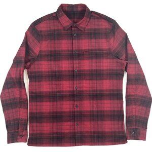 Lululemon Mens Medium Masons Peak Flannel Shirt Long Sleeve Plaid Red Black